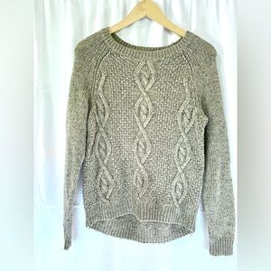 Wool Cable Knit Sweater Sparkles Grey Womens Medium Sailor